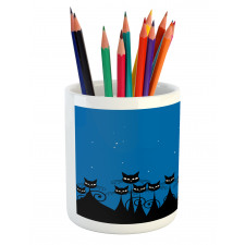 Black Cats Starry Sky Pencil Pen Holder