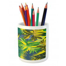 Exotic Leaves Watercolor Pencil Pen Holder