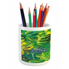 Exotic Leaves Watercolor Pencil Pen Holder