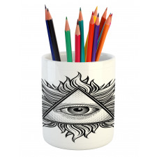 Triangles Tattoo Style Pattern Pencil Pen Holder