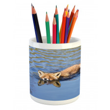 Fox Swimming in River Pencil Pen Holder