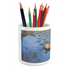 Fox Swimming in River Pencil Pen Holder