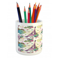 Flower Bouquets Hearts Pencil Pen Holder