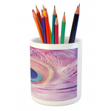 Close up Peacock Plume Pencil Pen Holder