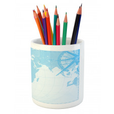 Old Compass Blue Grunge Pencil Pen Holder