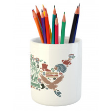 Travel Landmarks USA Flag Pencil Pen Holder