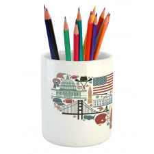 Travel Landmarks USA Flag Pencil Pen Holder