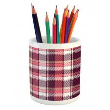 Retro Plaid Squares Pencil Pen Holder