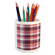 Retro Plaid Squares Pencil Pen Holder