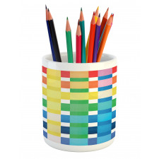 Rainbow Squares Art Pencil Pen Holder