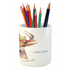 Watercolor Deer Rustic Pencil Pen Holder