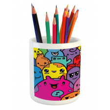 Colorful Doodle Monsters Pencil Pen Holder