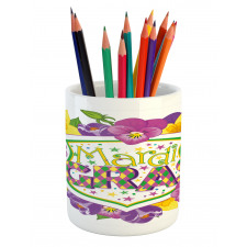 Blazon with Flowers Pencil Pen Holder