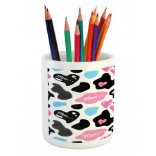 Cow Hide Heart Pencil Pen Holder