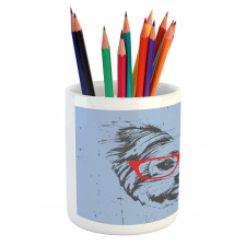 Fun Portrait Red Glasses Pencil Pen Holder