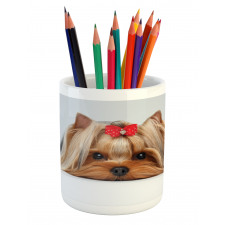 Lying Dog Ribbon Love Pencil Pen Holder