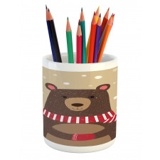 Bear Red Scarf Pencil Pen Holder