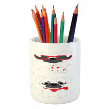 Happy Sad Cool Dogs Pug Pencil Pen Holder