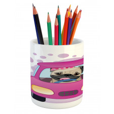 Dog Driving on Car Pencil Pen Holder