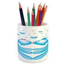 Blue Cartoon Fishes Heart Pencil Pen Holder