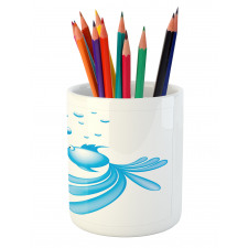 Blue Cartoon Fishes Heart Pencil Pen Holder