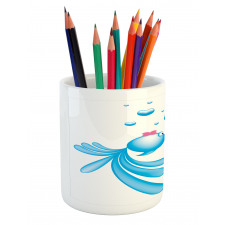 Blue Cartoon Fishes Heart Pencil Pen Holder