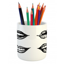 Monochrome Sketch Style Pencil Pen Holder