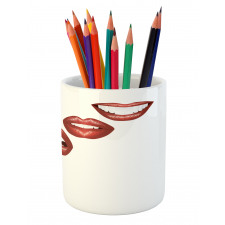 Vivid Full Red Lips Feminine Pencil Pen Holder