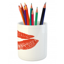 Red Lips Kiss Mark Grunge Pencil Pen Holder