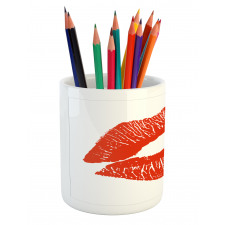 Red Lips Kiss Mark Grunge Pencil Pen Holder