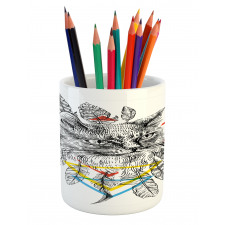 Ink Sketch Style Cat Pencil Pen Holder