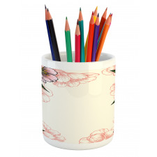 Botanical Spring Flowers Pencil Pen Holder