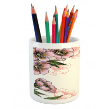 Botanical Spring Flowers Pencil Pen Holder