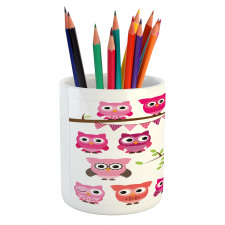 Owls Branches Cartoon Pencil Pen Holder