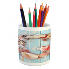 Pale Wooden Background Pencil Pen Holder