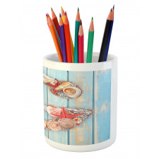 Pale Wooden Background Pencil Pen Holder