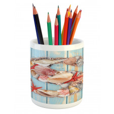 S Seashells Nautical Pencil Pen Holder