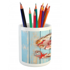 S Seashells Nautical Pencil Pen Holder