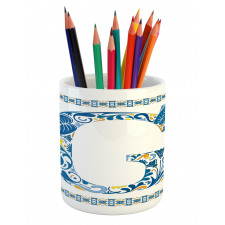 Tile Designed Letter G Pencil Pen Holder