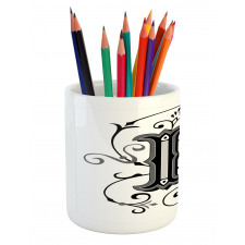 Ornate Capital L Art Pencil Pen Holder