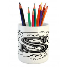 Monochrome Uppercase S Pencil Pen Holder