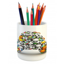 Sports Balls Stacked Pencil Pen Holder