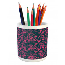 Romance Pattern Heart Pencil Pen Holder