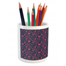 Romance Pattern Heart Pencil Pen Holder