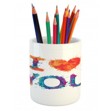 Watercolor Phrase Pencil Pen Holder