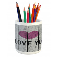 Words on Wood Planks Pencil Pen Holder