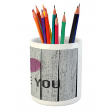 Words on Wood Planks Pencil Pen Holder