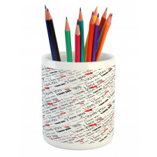 Romance Words Hearts Pencil Pen Holder