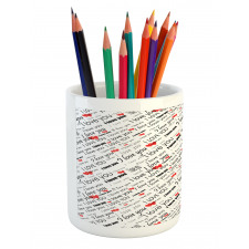 Romance Words Hearts Pencil Pen Holder