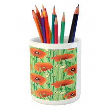 Poppy Flowers Field Pencil Pen Holder